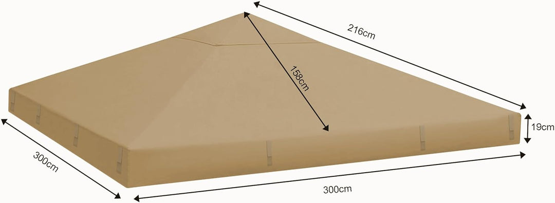 QUICK STAR Ersatzdach für Blätter Pavillon 3x3m Pavillondach Sand