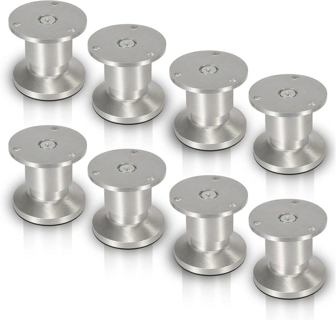 Gimisgu Aluminium Möbelfüsse 8er Set,Runde Möbelfuss Sockelfuss,Höhe 60mm,Höhenverstellbar:15mm,Bela