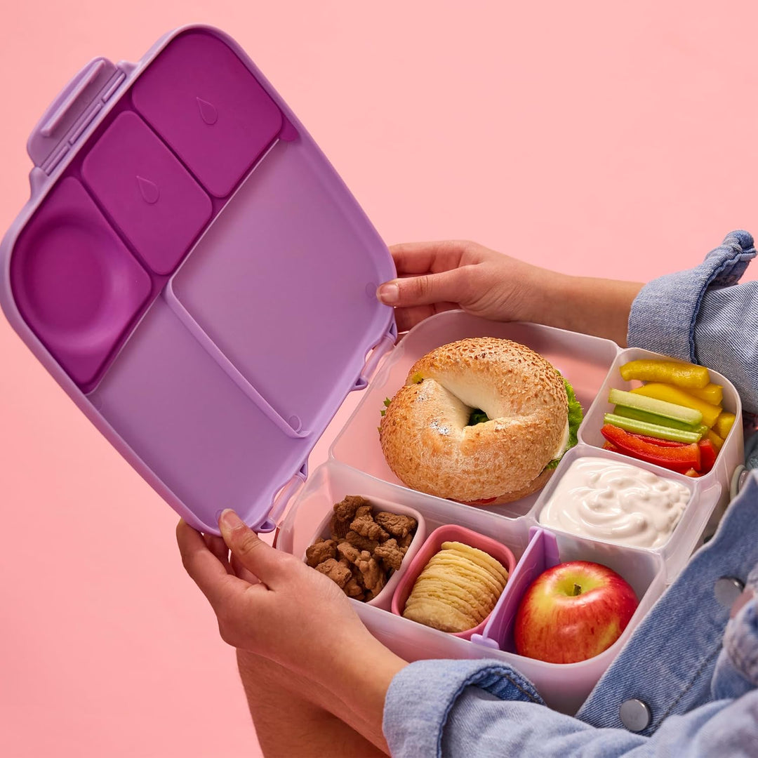 b.box Brotdose | Grosse Bento-Box mit 4 Fächern (2 auslaufsicher), herausnehmbarer Trenner, Gel-Kühl