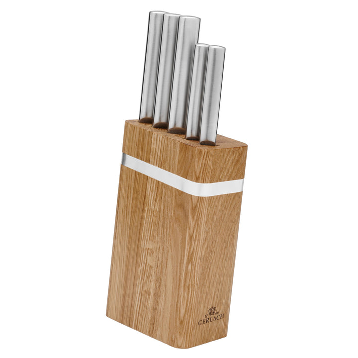 Gerlach Ambiente Oak Messerblock Messerset Küchenmesserset 5 Messer aus Edelstahl Eichenholz Küchenm