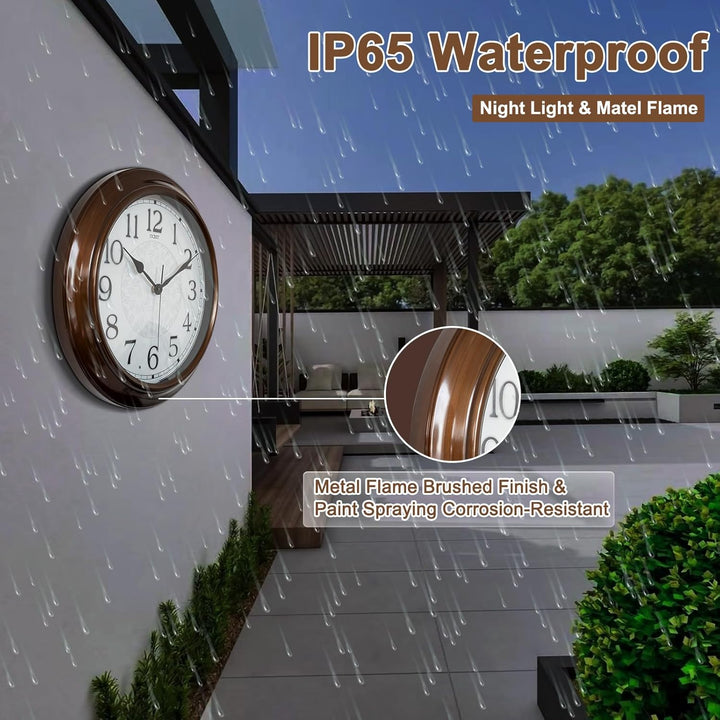 OCEST Leuchtende Wanduhr, 38,1 cm, gross, wasserdicht, leise, nicht tickend, batteriebetrieben, Quar