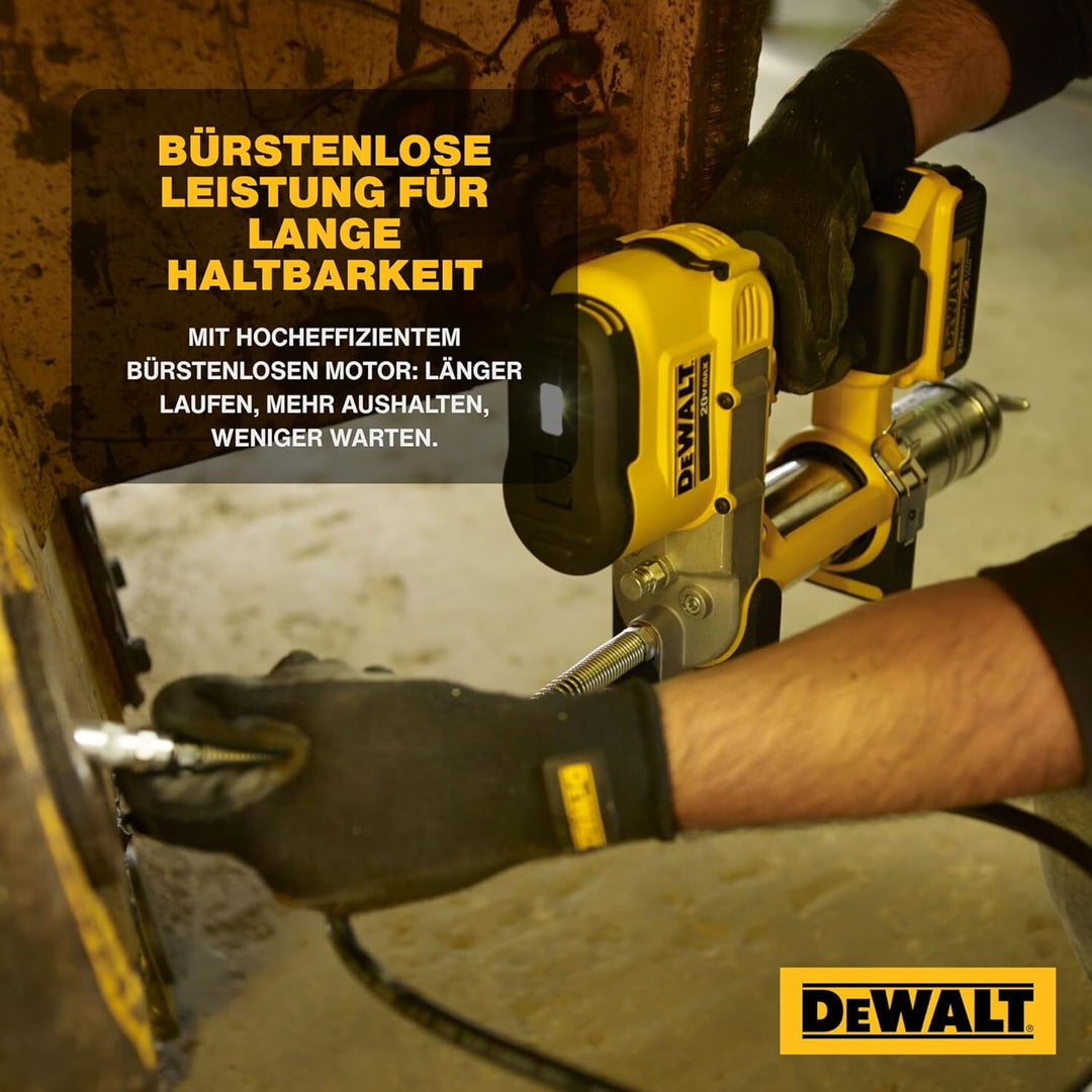 Dewalt 18 Volt Akku-Fettpresse DCGG571M1 (690 bar Arbeitsdruck, Fassungsvermögen: 400 gr. mit Kartus