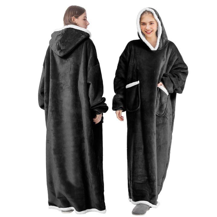 FEELJAM Decke mit Ärmeln und Kapuze, Hoodie Decke Erwachsenen-Ärmeldecke, Weich Warm Kuscheldecke mi