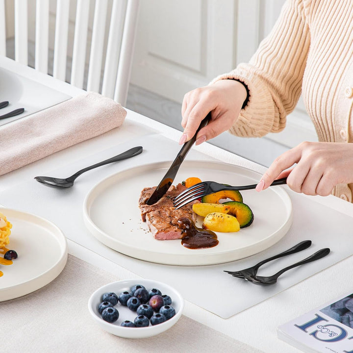 vancasso Besteck Schwarz 60-Teilig, Besteck Set für 12 Personen, 18/10 Edelstahl Besteckset mit Mess