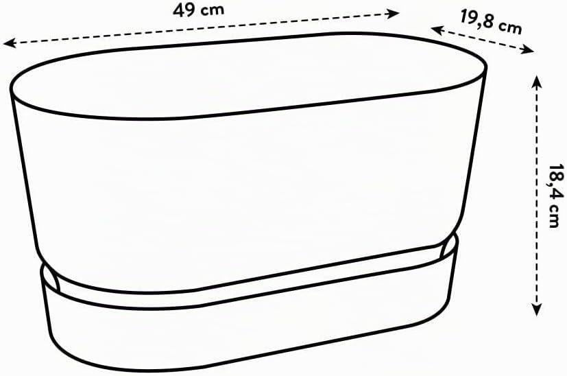 elho Greenville Pflanzgefäss Lang 50 - Übertopf für Aussen - 100% recyceltem Plastik - Ø 49.0 x H 18