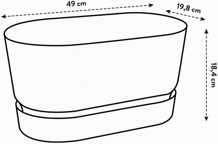 elho Greenville Pflanzgefäss Lang 50 - Übertopf für Aussen - 100% recyceltem Plastik - Ø 49.0 x H 18