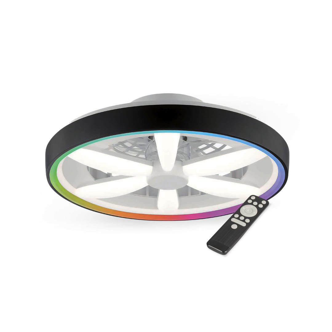 Deckenventilator mit Beleuchtung 48W - Ø 48cm, dimmbare LED Deckenleuchte mit Ventilator, RGB, warm-
