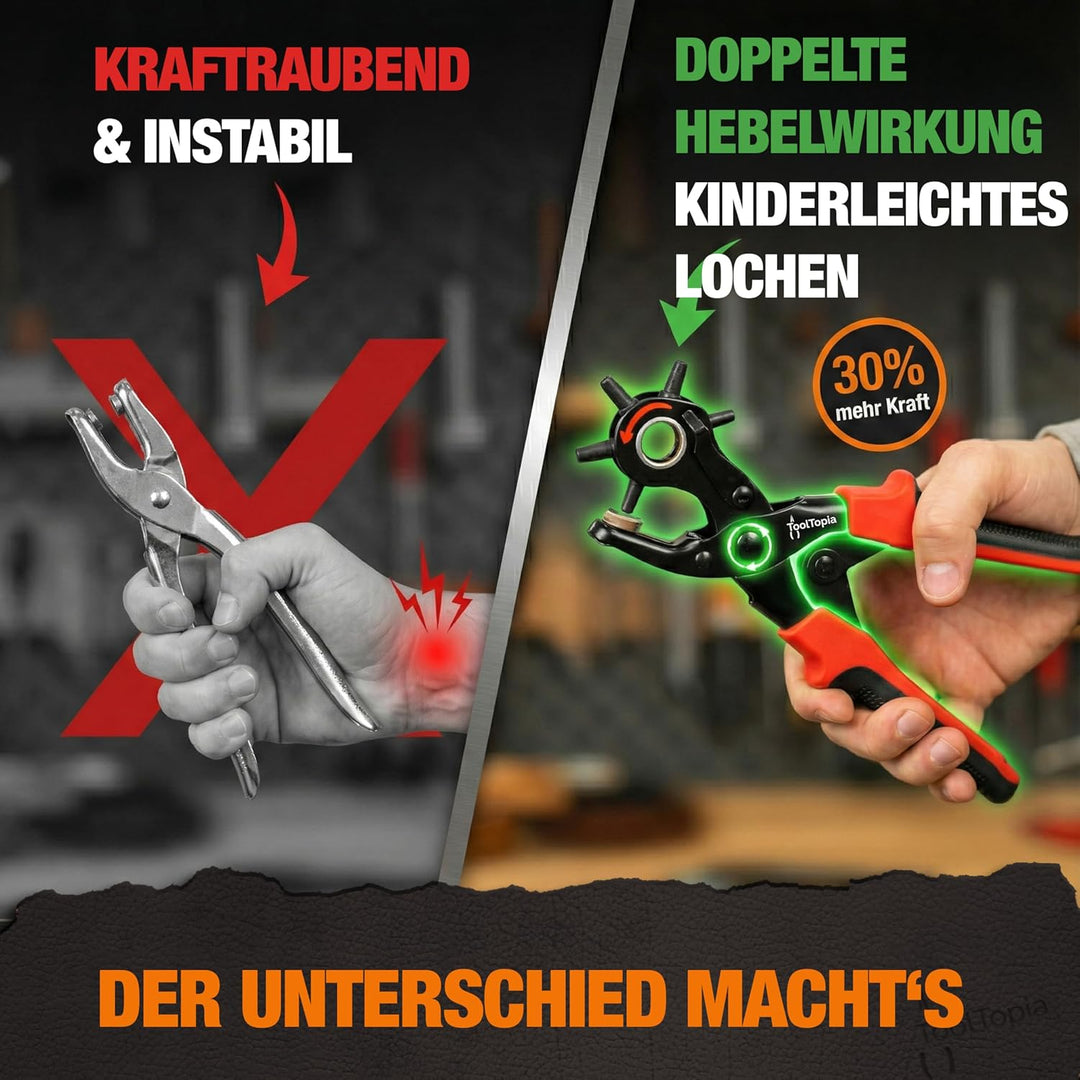 Lochzange für Leder [KOMPLETTSET], Locheisen | Lochstanzer als Leder Werkzeug, Papier, Gürtel Locher