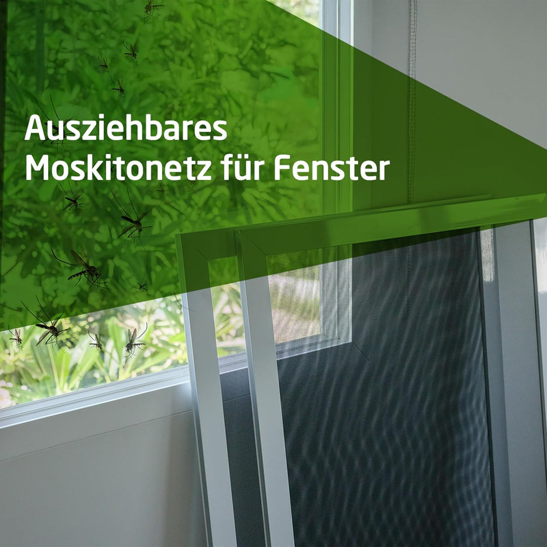 Amig - Ausziehbares Moskitonetz für Fenster | Werkzeugfreie Montage | Passt in den Rollladenschlitz