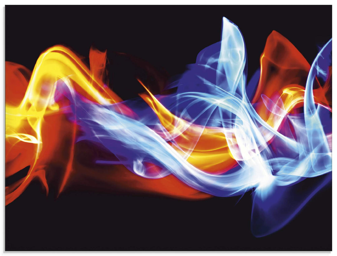 ARTland Glasbilder Wandbild Glas Bild einteilig 80x60 cm Querformat Abstrakte Kunst Feuer EIS Modern