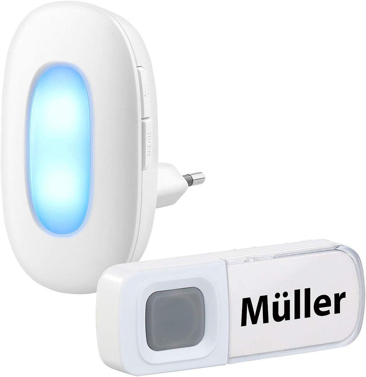Klingel mit Lichtsignal: Steckdosen-Funk-Klingel mit optischem Signal &amp; zweitem Empfänger, IP54 (Tür