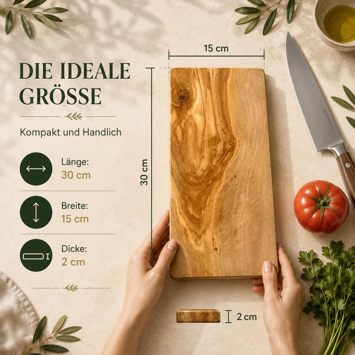 Schneidebrett personalisiert, Olivenholz - Rechteckiges Holzbrett mit Gravur (30 x 15 cm) Mit Gravur