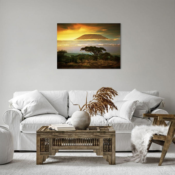 Bilder auf Leinwand Safari Tierwelt Berg Kenia Leinwandbild 70x50cm Wandbilder Dekoration Wohnzimmer