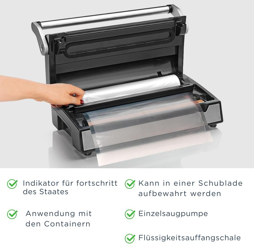 LAICA VT3240 Vakuumiergerät für Lebensmittel mit extra Zubehör für Vakuumbeutel - Automatische Heiss