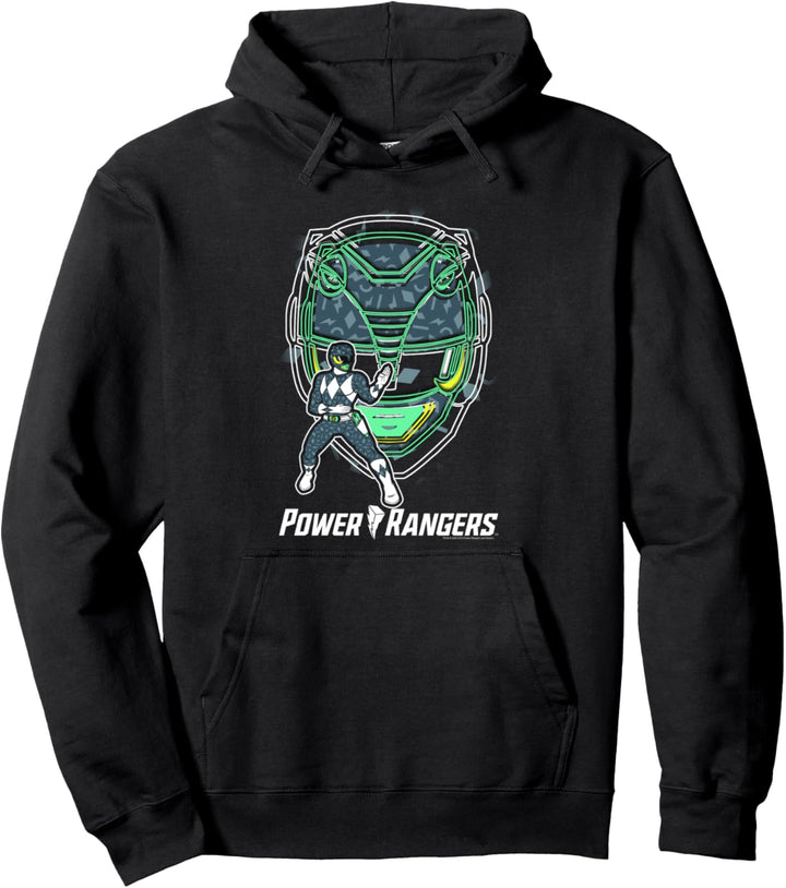 Power Rangers Black Ranger Icon Fill Helmet Silhouette Pullover Hoodie