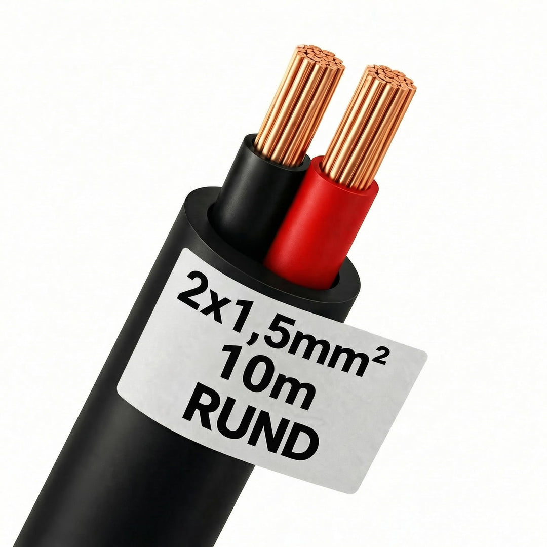 DCSk - 10m KFZ Kabel rund 2 x 1,5 mm² - 2 adriges Anhängerkabel FLYY Fahrzeugleitung - 1 5mm2 2 x 1.