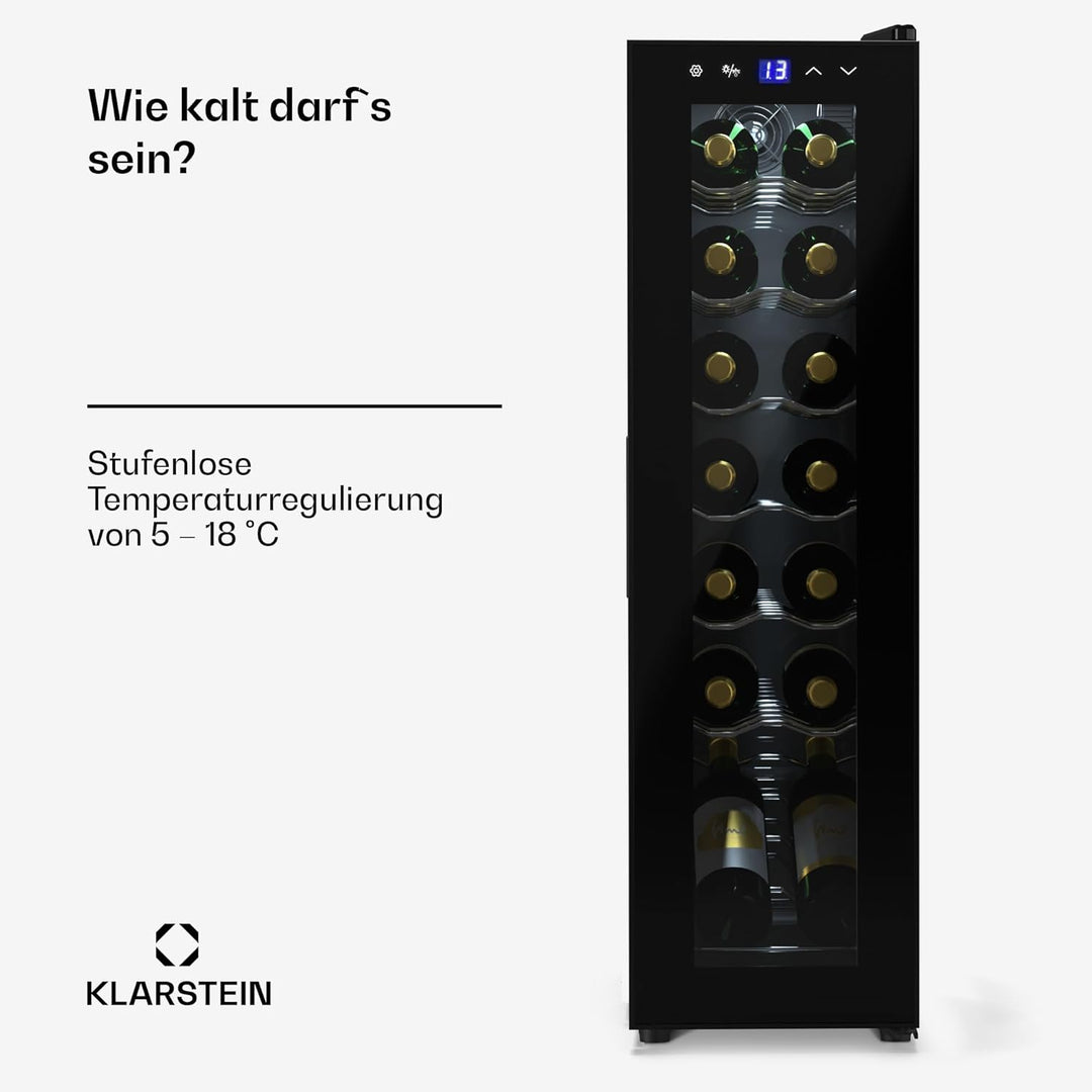 Klarstein Weinkühlschrank,1 Zone Getränkekühlschrank mit Glastür, Leiser Indoor/Outdoor Kühlschrank,