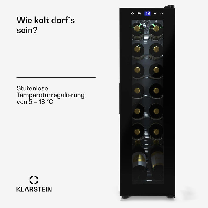 Klarstein Weinkühlschrank,1 Zone Getränkekühlschrank mit Glastür, Leiser Indoor/Outdoor Kühlschrank,