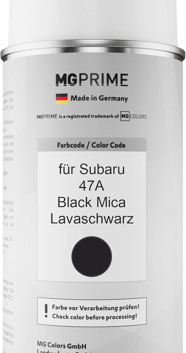 MG PRIME Autolack 2K Spraydosen Set für Subaru 47A Black Mica/Lavaschwarz Basislack 2 Komponenten Kl