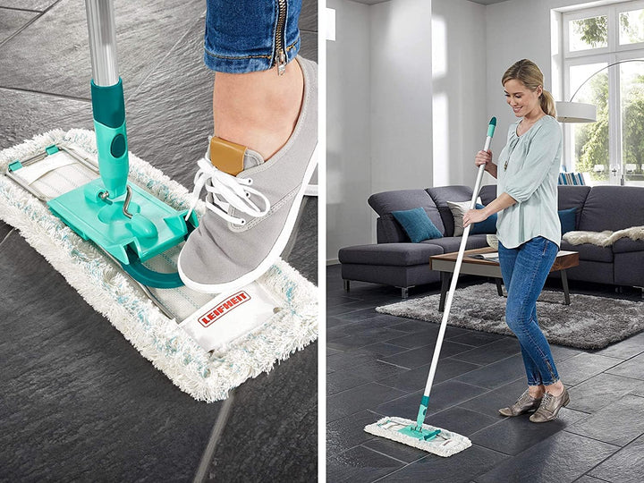 Leifheit rückenschonender Bodenwischer Profi XL Micro Duo inkl. Ersatzbezug Micro Duo aus Mikrofaser