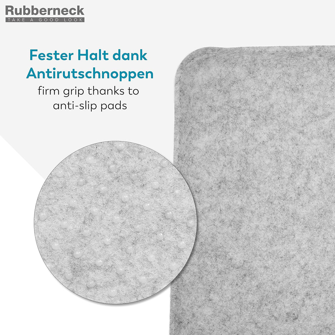 Rubberneck 8er Set rutschfeste Filz Sitzkissen eckig, Stuhlkissen mit Antirutsch-Noppen, hellgrau He