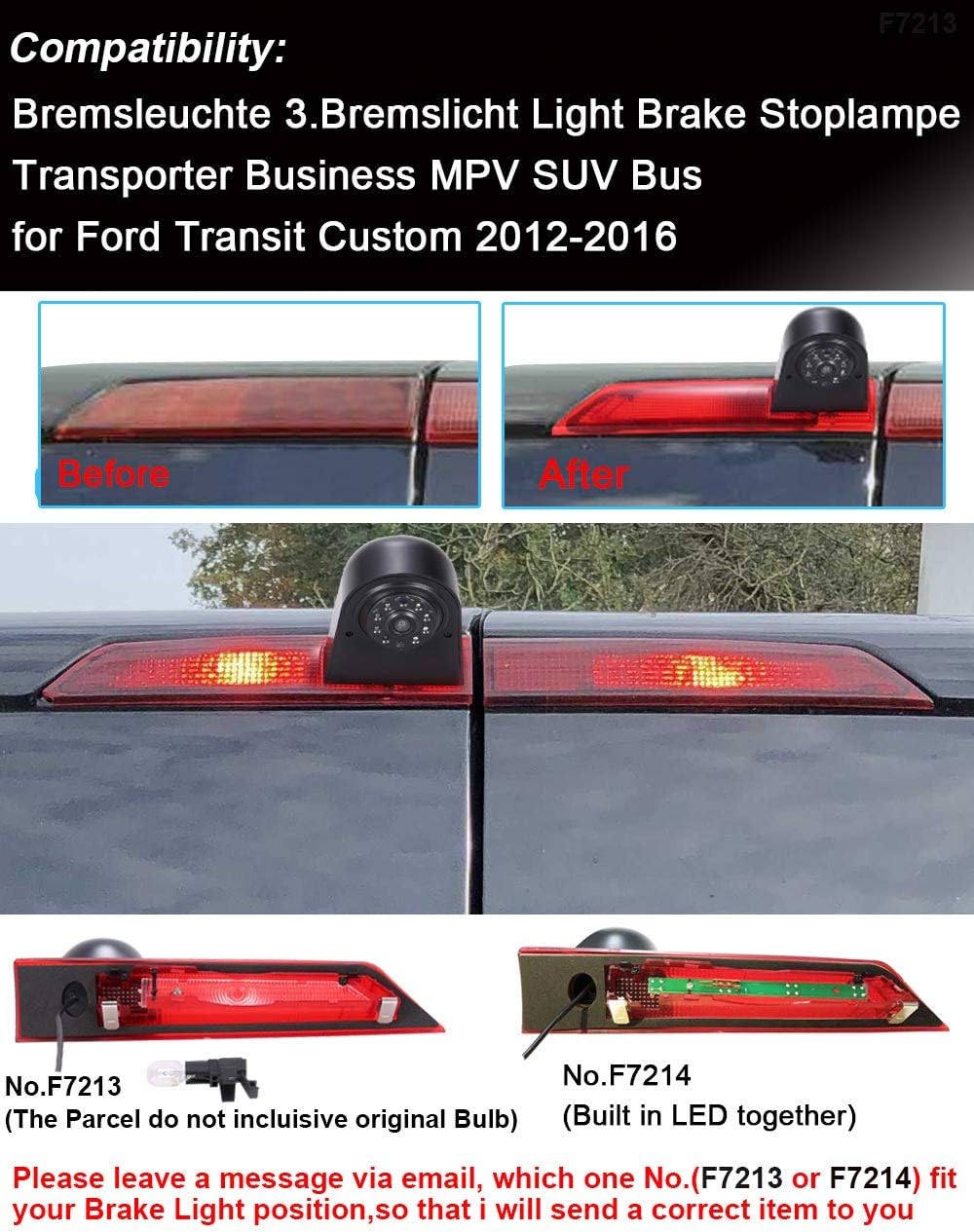 4,3" Zoll LCD Rückspiegel+Rückfahrkamera integriert in 3. Bremslicht dritte Bremsleuchte Kamera for