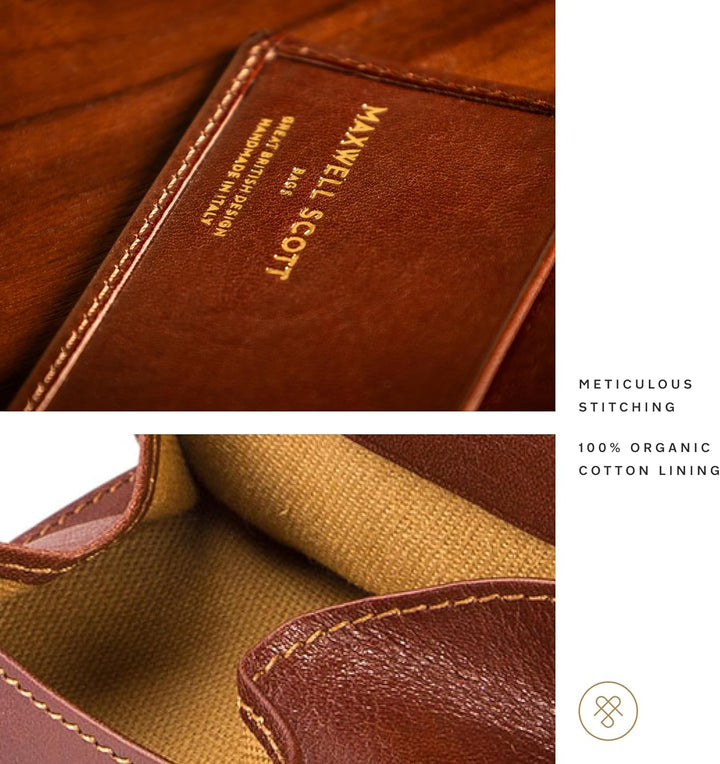 Maxwell-Scott Hochwertige Herren Luxus Leder Geldbörse Rocca Cognac Braun, Cognac Braun