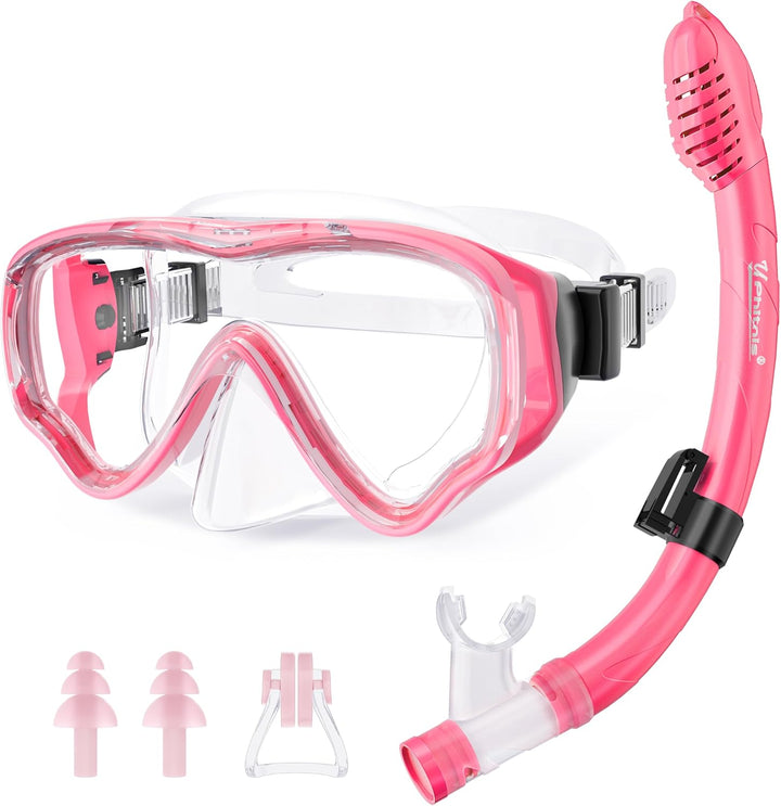 UPhitnis Schnorchelset Kinder - Taucherbrille Anti-Fog und Trocken Schnorchel - Anti-Leck Tauchmaske
