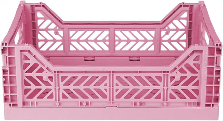 AYKASA Klappkiste, stabile Faltkiste aus Kunststoff, stapelbar, Baby Pink, Midi (40x30x14cm) Baby Pi