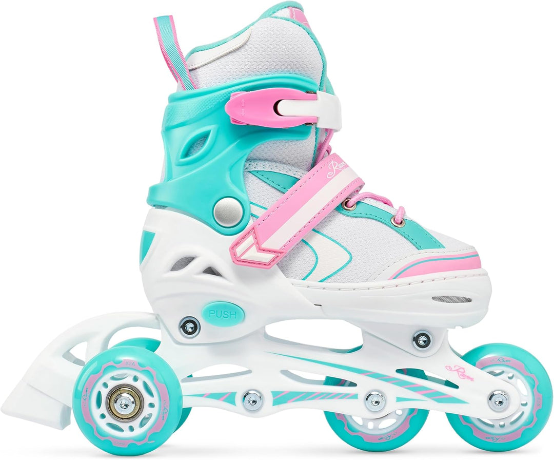 RAVEN 4in1 Inline Skates Triskates Rollschuhe Schlittschuhe Inliner für Kinder Mädchen verstellbar G