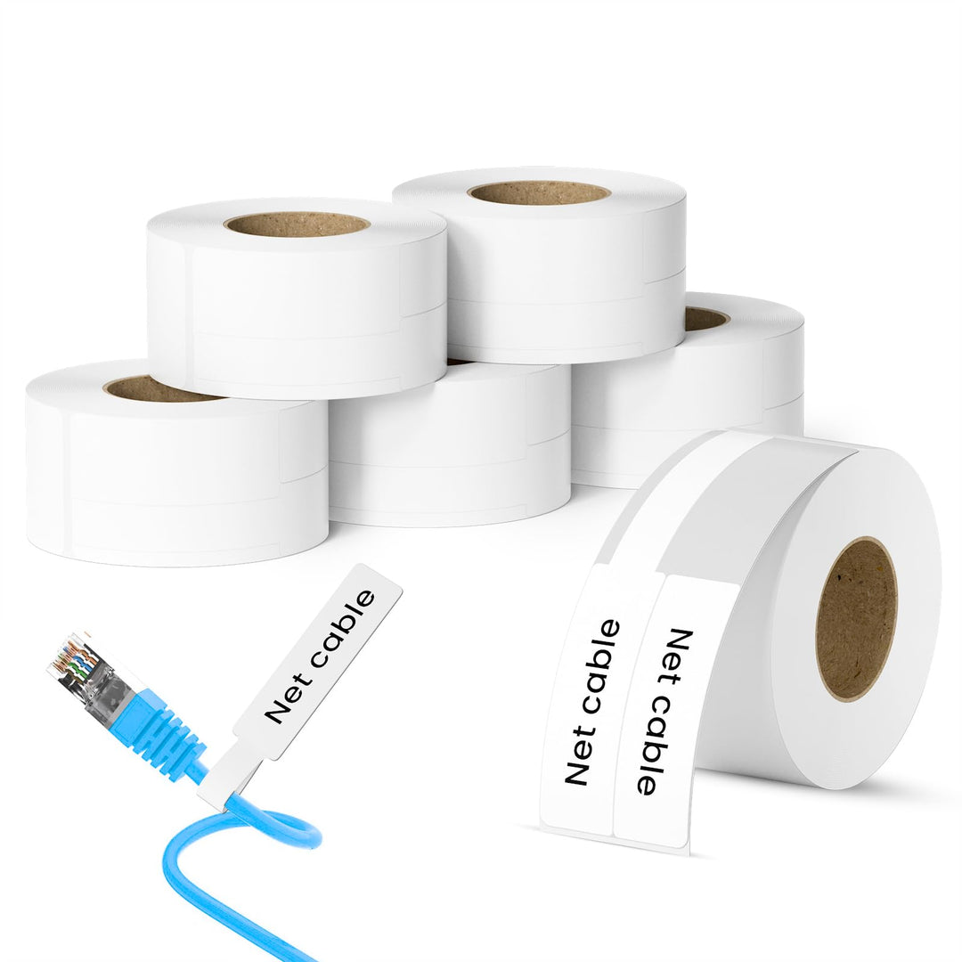 CLABEL 6 Rollen 25x78mm Thermo Weiss Etikettenband für Etikettendrucker Selbstklebend Klebeetiketten