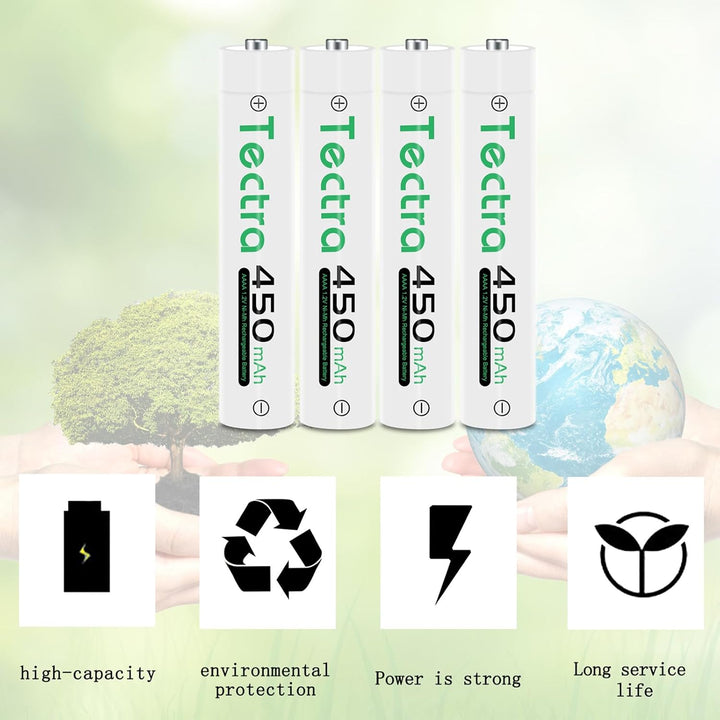 DuraPro 4X Akku AAAA Batteries + LED USB Ladegerät für Stylus Pens, Stirnlampen, Quadruple A,Quad A,