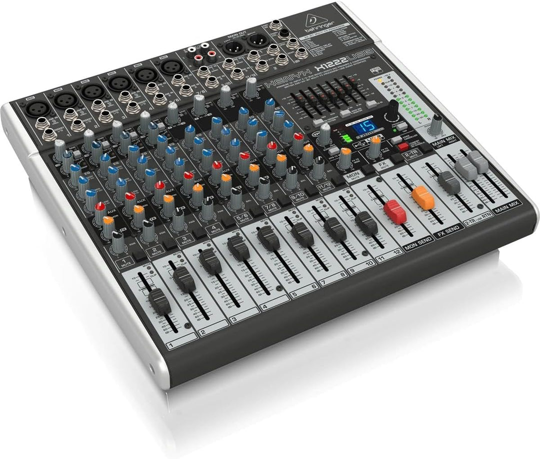 Behringer XENYX X1222USB Premium 16-Input 2/2-Bus Mixer mit XENYX Mic Preamps und Compressors, Briti