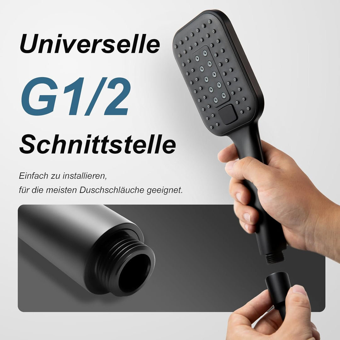 OFFO Duschschlauch mit Duschkopf, Wassersparend und Hochdruck, Handbrause mit 3 Strahlarten, Handbra
