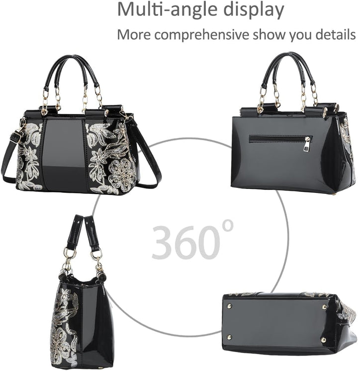 NICOLE&DORIS Handtasche Damen Schultertasche Mode Frauen Umhängetasche Lackleder Handtasche Damen Sh