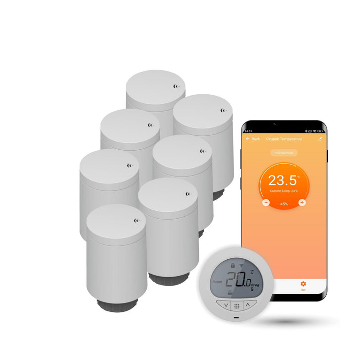 Automat-on Set für Fussbodenheizung mit 7X Smart Heizkörperthermostat und Zigbee Thermostat Fussbode