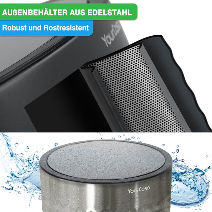 YourCasa Mülleimer Bad 5L aus Edelstahl [Pyramiden Effekt] für Badezimmer und Wohnbereich - Kosmetik