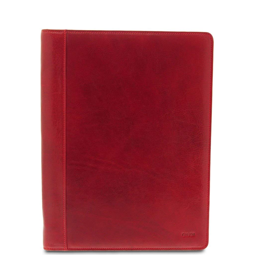 GIUDI ® - Leder-Unterarmtasche aus echtem Rindsleder, Made in Italy, Notizblock, Stiftehalter, rot (
