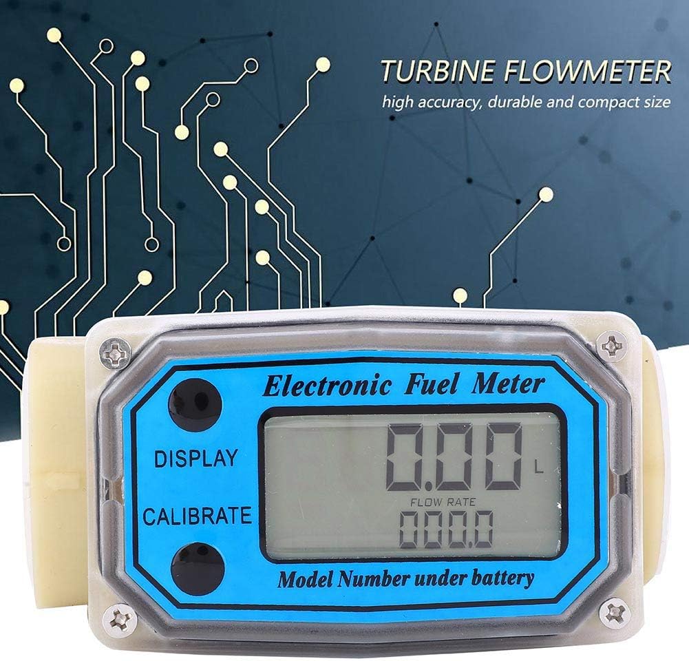 Mini Fuel Flow Meter, Digitale Turbinenzähler, 15–120 L/min 1 Zoll NPT Durchflussmesser, LCD Digital