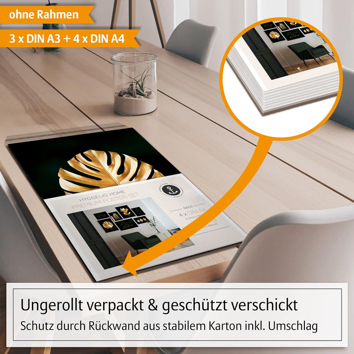 Hyggelig Home Premium Poster Set - 7 passende Bilder im stilvollen Set - Collage Bild Wand Deko - Se
