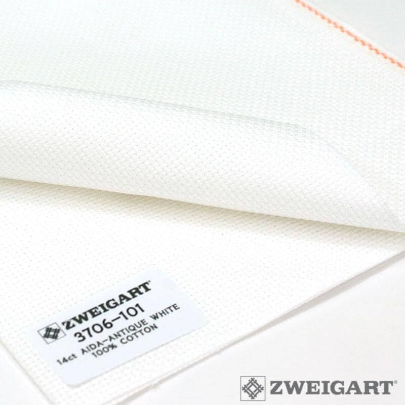 Aida Stern Zweigart 100% Baumwolle | 14 ct - 5,4 Stiche/cm | Ideal für Kreuzstichmuster (Weiss, 110x