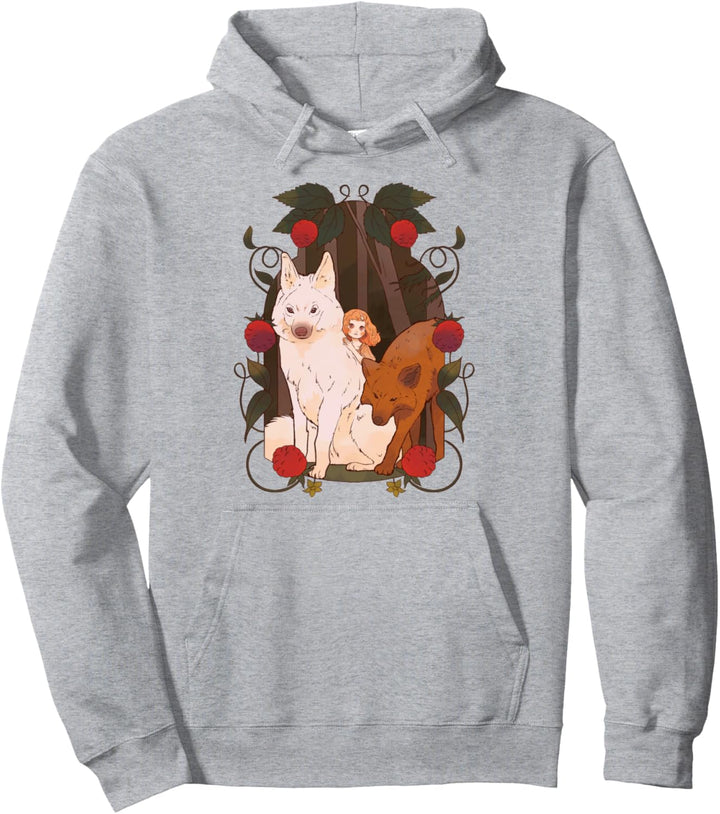 Wölfe Mädchen Fee Fantasy Wolf Wald Pullover Hoodie