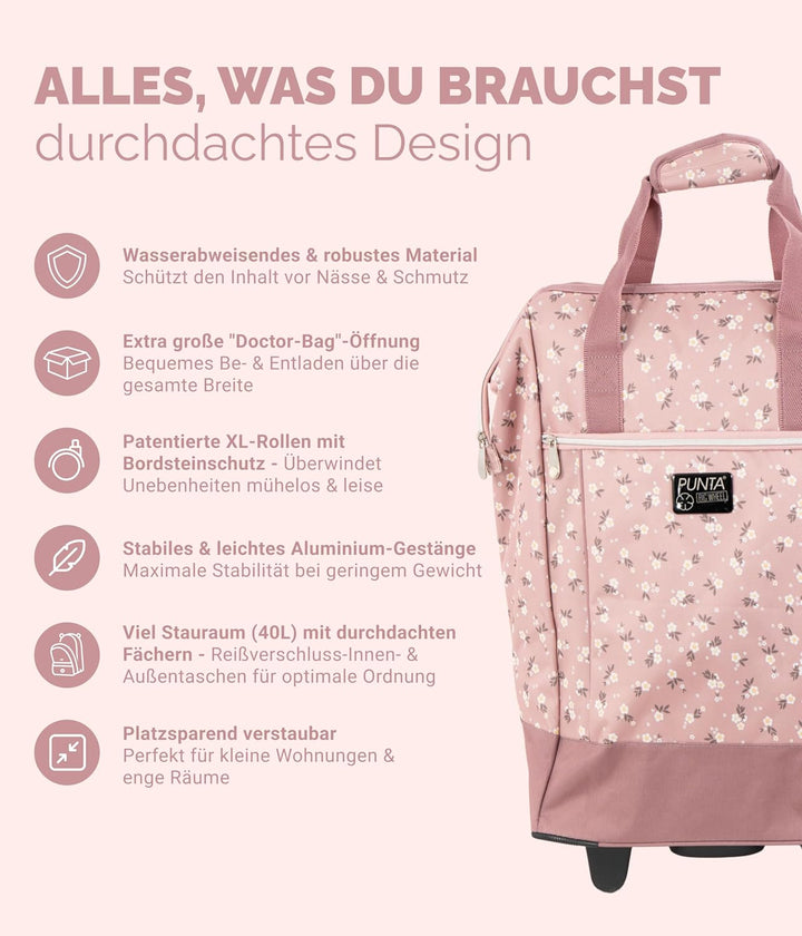 Punta® Einkaufstrolley Big Wheel 40L | grosser & Stabiler Einkaufsroller mit XL-Rädern | leise & lei