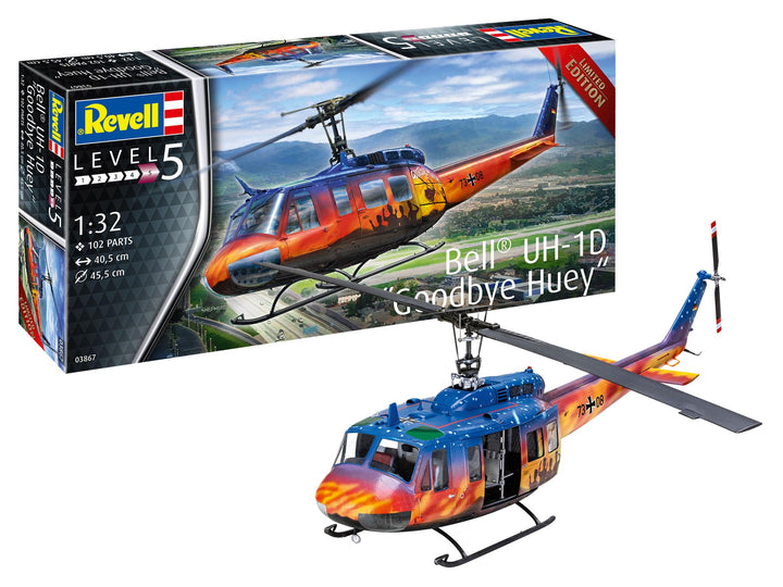Revell 03867 Bell UH-1D Goodbye Huey, der Teppichklopfer zum Selberbauen, Helikoptermodell 1:32, 40,
