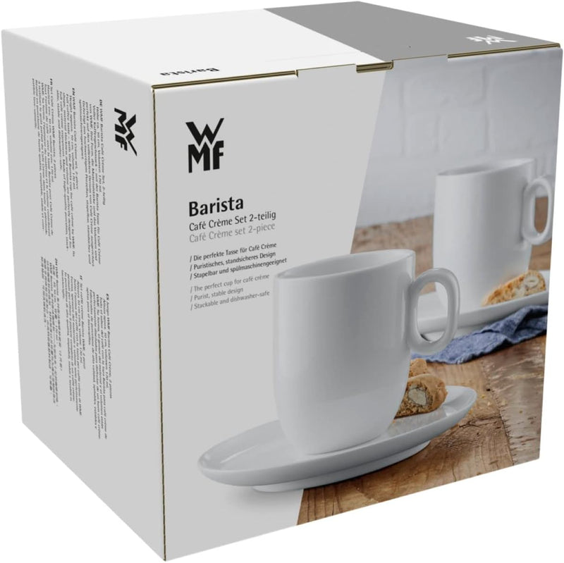 WMF Barista Tassen Set 4-teilig, zwei Kaffeetassen 170ml mit Untertassen für Cafè Crème, Cappuccino