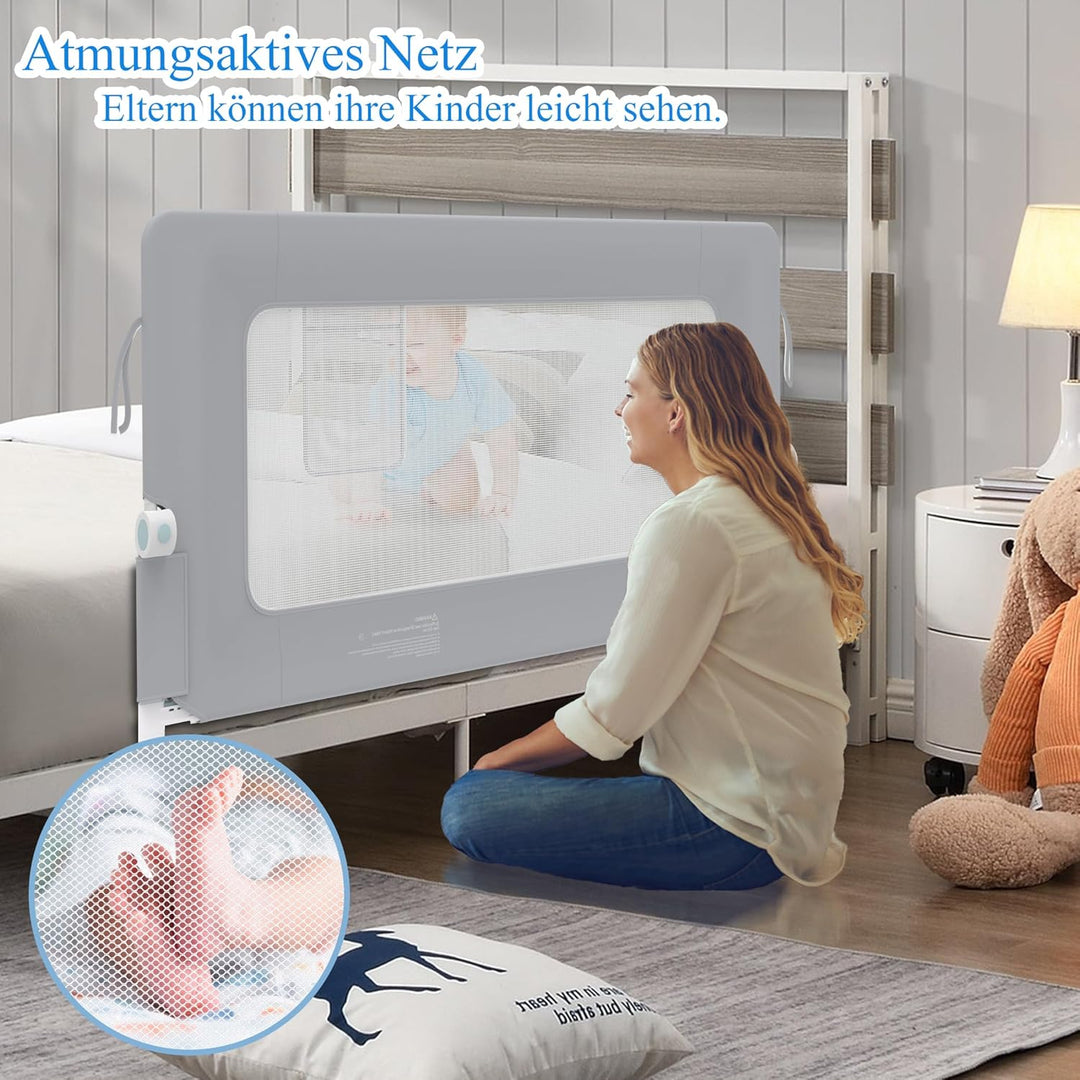 AufuN Bettgitter Rausfallschutz Portable 180cm, Faltbar Kinderbettgitter für Kinder Babybettgitter K