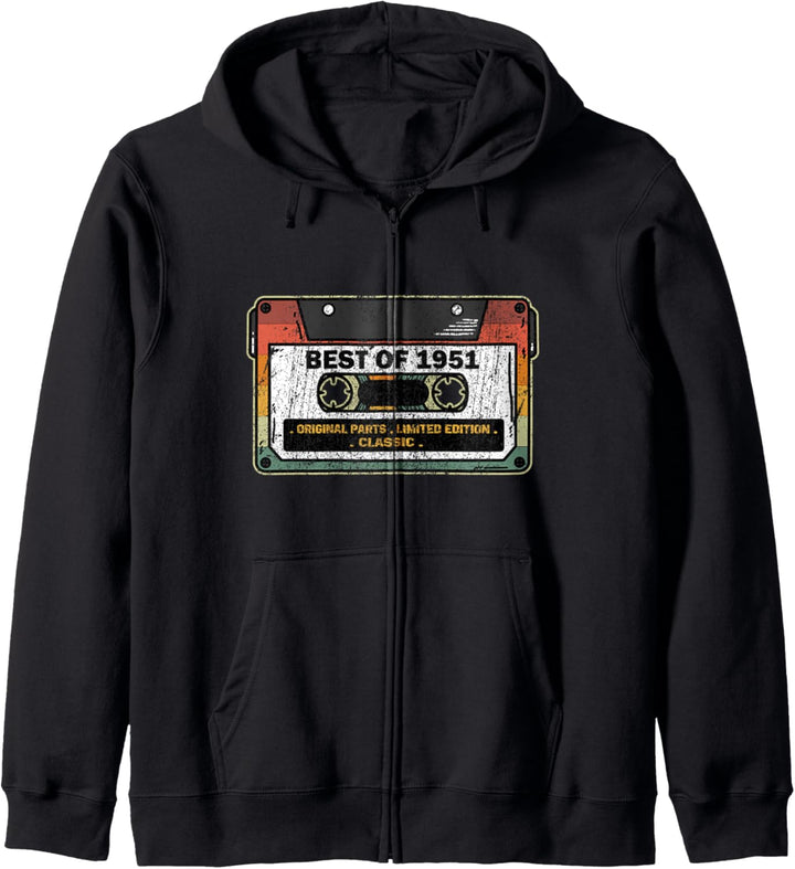 Vintage Best Of 1951 Kassette 70 Jahre 70. Geburtstag Kapuzenjacke
