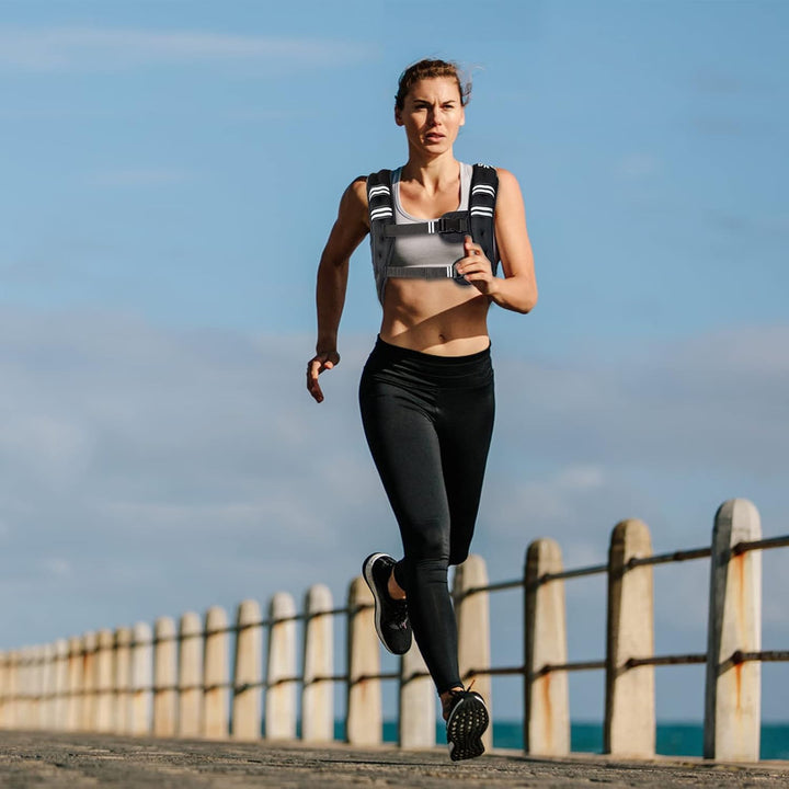 RELAX4LIFE 5/9 kg Gewichtsweste, Ergonomische Fitnessweste, mit reflektierenden Streifen & verstellb