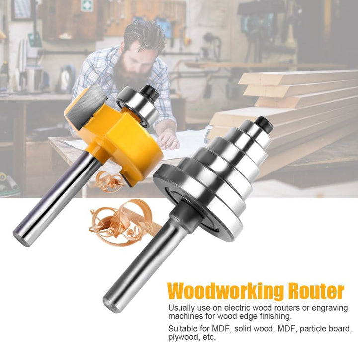 1/2 "H - 1/4" Schaftfräser mit 7 Lagersätzen Falzfräser Langlebige Holzbearbeitungsfräser für Massiv