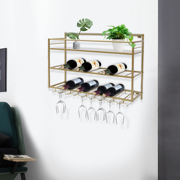 Generisch 3 Ebenen Wand-Weinregale 80x55x25cm Weinregal Wandregal Modernes Weinregal aus Metall Wein